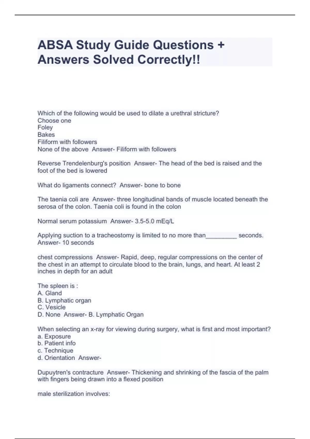 Absa Faqs.pdf ABSA Study Guide Questions + Answers Solved Correctly!! - ABSA - Stuvia US