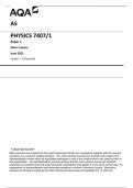 AQA AS  PHYSICS 7407&sol;1  Paper 1  Mark scheme June 2023 Version&colon; 1&period;0 Final 