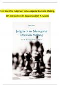 Test Bank for Judgment in Managerial Decision Making, 8th Edition, Max H. Bazerman, Don A. Moore.