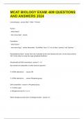 MCAT BIOLOGY EXAM -609 QUESTIONS AND ANSWERS 2024.