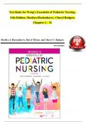 TEST BANK For Wong’s Essentials of Pediatric Nursing, 11th Edition by Marilyn Hockenberry, Cheryl Rodgers, Verified Chapters 1 - 31, Complete Newest Version