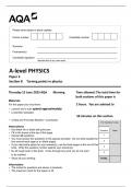 AQA A-level PHYSICS Paper 3  Section B Turning points in physics 7408-3BD-QP-Physics-A-15Jun23