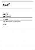 AQA A-LEVEL SOCIOLOGY  7192&sol;1  Paper 1 Education with Theory and Methods  Mark scheme  June 2023  Version&colon; 1&period;0 Final 