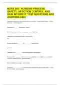 NURS 205 - NURSING PROCESS, SAFETY, INFECTION CONTROL, AND SKIN INTEGRITY TEST QUESTIONS AND ANSWERS