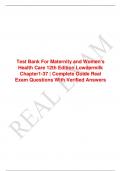 Test Bank For Maternity and Women's  Health Care 12th Edition Lowdermilk  Chapter1-37 | Complete Guide Real  Exam Questions With Verified Answers