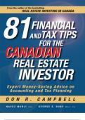 81 financial and tax tips for the canadian real estate investor expert money saving advice on accounting and tax planning by Don&Campbell