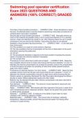 Swimming pool operator certification Exam 2023 QUESTIONS AND  ANSWERS &lpar;100&percnt; CORRECT&rpar; GRADED  A