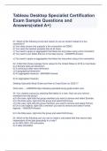 Tableau Desktop Specialist Certification Exam Sample Questions and Answers&lpar;rated A&plus;&rpar;