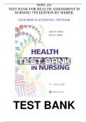 NURS 101 TEST BANK FOR HEALTH ASSESSMENT IN NURSING 7TH EDITION BY WEBER