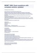 MGMT 1000&colon; Exam questions with complete solution updated