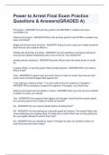 Power to Arrest Final Exam Practice Questions & Answers&lpar;GRADED A&rpar;