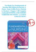 Test Bank For Fundamentals of  Nursing 10th Edition byPatricia A.  Potter; Anne Griffin Perry; Patricia  A. Stockert : Chapter 1-50 Complete  Guide.QUESTIONS AND EXPERT VERIFIED SOUTIONS : | LATEST  UPDATE NEW!!