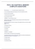 PSYC 150 CHAPTER 8: MEMORY COMPLETE QUESTIONS AND ANWERS