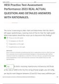HESI Practice Test Assessment Performance 2023 REAL ACTUAL QUESTION AND DETAILED ANSWERS WITH RATIONALES&period;