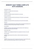 MEMORY QUIZ TERMS COMPLETE WITH ANSWERS