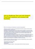 Intro to Healthcare Tech and Info Systems: Final Exam questions and answers well illustrated.