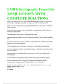 LMRT-Radiography Essentials| 209 QUESTIONS| WITH COMPLETE SOLUTIONS