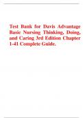 Test Bank for Davis Advantage Basic Nursing Thinking, Doing, and Caring 3rd Edition Chapter 1-41 Complete Guide.
