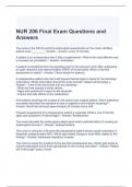 NUR 206 Final Exam Questions and Answers