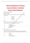 Clinical Guidelines in Primary Care 4th Edition Test Bank Study Guide Questions
