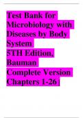 Test Bank for Microbiology with Diseases by Body System  5TH Edition&comma; Bauman  Complete Version Chapters 1-26