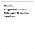 Frc2602 Study notes for assignment 1 &  20 practice questions