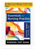 Test Bank For Essentials for Nursing Practice 9th Edition (Potter 2023/2024) Latest Verified Edition