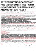 2023 PEDIATRICS CAPSTONE PRE- ASSESSMENT TEST WITH &lpar;30&rpar; CORRECT QUESTIONS AND ANSWERS 100&percnt; PASS&excl;&excl;
