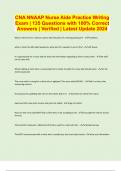 CNA NNAAP Nurse Aide Practice Writing Exam &vert; 135 Questions with 100&percnt; Correct Answers &vert; Verified &vert; Latest Update 2024