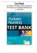 Test Bank for Davis Advantage for Pediatric Nursing: Critical Components of Nursing Care, 3rd Edition by Kathryn Rudd | All Chapters | COMPLETE GUIDE A+