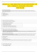 CRITICAL CARE HESI EXIT EXAM QUESTIONS AND 100% CORRECT ANSWERS UPDATED TEST BANK