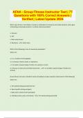 AFAA - Group Fitness Instructor Test &vert; 77 Questions with 100&percnt; Correct Answers &vert; Verified &vert; Latest Update 2024