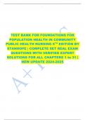 TEST BANK FOR FOUNDATIONS FOR  POPULATION HEALTH IN COMMUNITY  PUBLIC HEALTH NURSING 6TH EDITION BY  STANHOPE | COMPLETE SET REAL EXAM  QUESTIONS WITH VERIFIED EXPERT  SOLUTIONS FOR ALL CHAPTERS 1 to 31 |  NEW UPDATE 2024-2025