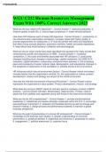 WGU C232 Human Resources Management Exam With 100&percnt; Correct Answers 2023
