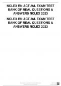 test bank for NCLEX RN ACTUAL EXAM TEST BANK OF REAL QUESTIONS & ANSWERS NCLEX 2023