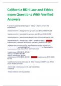 California RDH Law and Ethics  exam Questions With Verified  Answers
