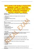 TEST BANK FOR BURN&rsquo;S PEDIATRIC  PRIMARY CARE 7TH EDITION  COMPLETE SET QUESTIONS WITH  EXPERT VERIFIED ANSWERS &vert;  LATEST UPDATE &vert; NEW&excl;&excl;