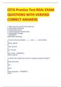 CETA Practice Test REAL EXAM  QUESTIONS WITH VERIFIED  CORRECT ANSWERS
