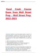 Excel Crash Course Exam from Wall Street Prep - Wall Street Prep. 2023-2024