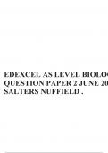 EDEXCEL AS LEVEL BIOLOGYQUESTION PAPER 2 JUNE 2023 SALTERS NUFFIELD .