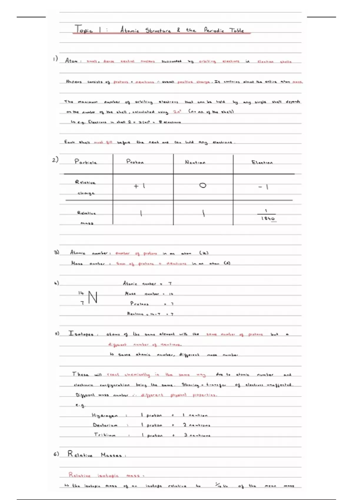 Edexcel Chemistry A-Level Topic 1 - Atomic Structure and the Periodic ...