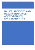 NY LIFE, ACCIDENT, AND  HEALTH INSURANCE  AGENT (BROKER)  EXAM SERIES 17-55