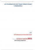 ATI ATI PHARMACOLOGY PROCTORED EXAM Abstract -7 DIFFERENT VERSIONS2023 100&percnt; SUCCESS GUARENTEED