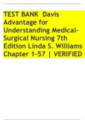 TEST BANK  Davis Advantage for Understanding Medical-Surgical Nursing 7th Edition Linda S. Williams Chapter 1-57 | VERIFIED