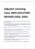 Latest Adjuster Licensing Class 100&percnt; SOLUTION REVISED 2024