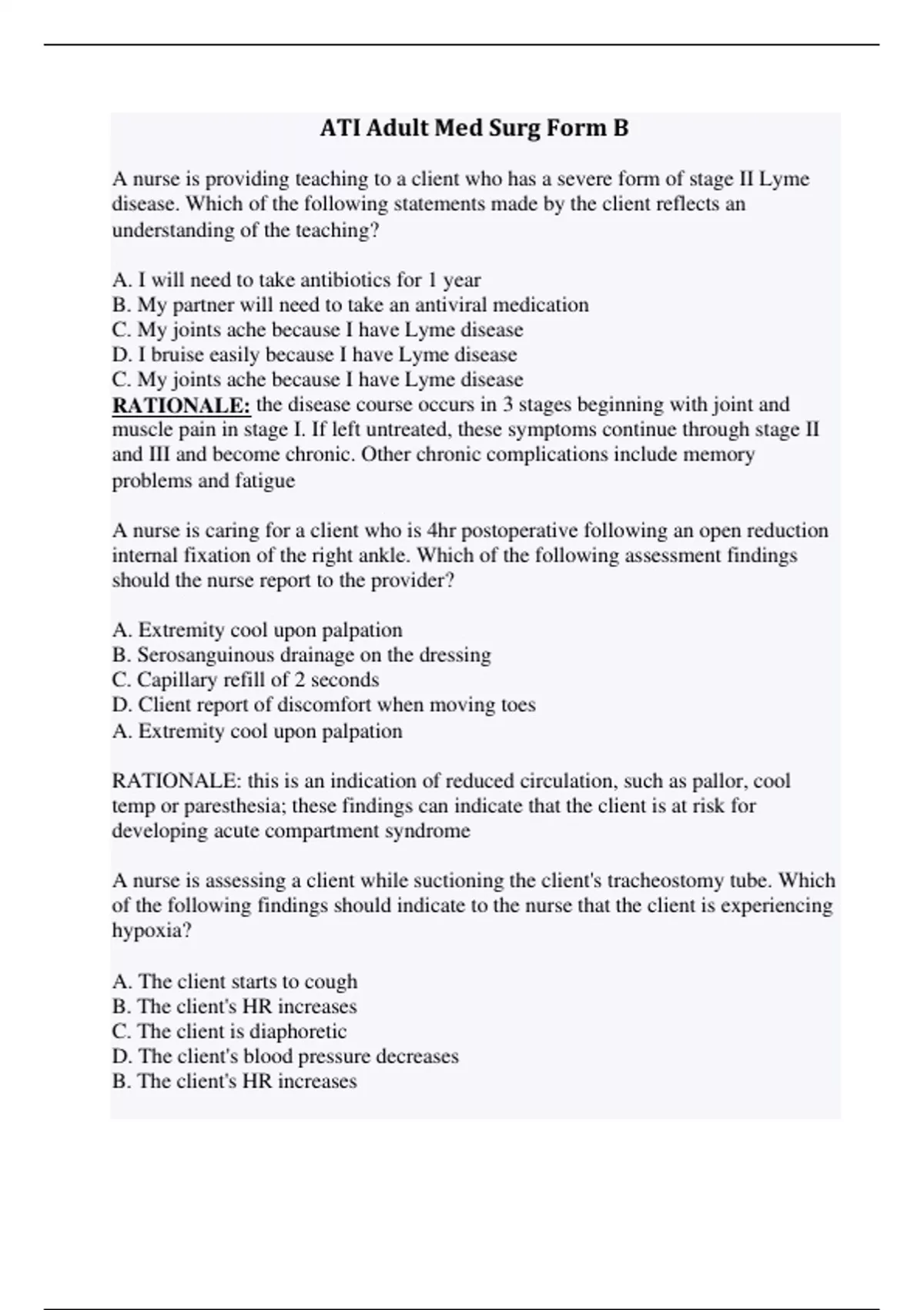 ATI RN ADULT MEDICAL SURGICAL PROCTORED EXAM 2023 - Stuvia US
