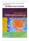 PORTH TEST BANK FOR Essentials of Pathophysiology&colon; Concepts of Altered States Paperback  4th edition