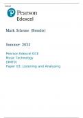 Pearson Edexcel GCE Music Technology (9MT0) Paper 03 MARK SCHEME (Results) Summer 2023: Listening and Analysing