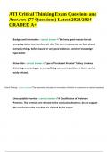 ATI Critical Thinking Exam Questions and Answers (77 Questions) Latest 2023/2024 GRADED A+