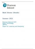 Pearson Edexcel GCE Music Technology (8MT0) Paper 03 MARK SCHEME (Results) Summer 2023: Listening and Analysing